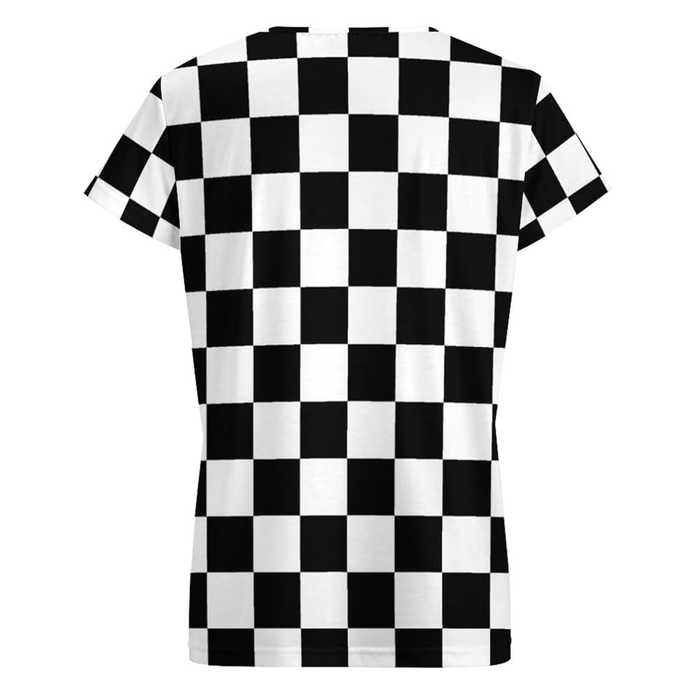 NUJAKE Black White Race Checkered Flag Pattern Womens Short